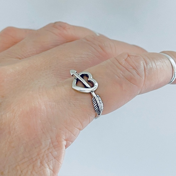Jewelry - Sterling Silver Heart with Arrow Ring, Bow and Arrows, Promise Love Jewelry